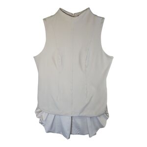 G.I.L.I. Sleeveless Funnel Neck Cream Satin Lined High Low Blouse Sz 16